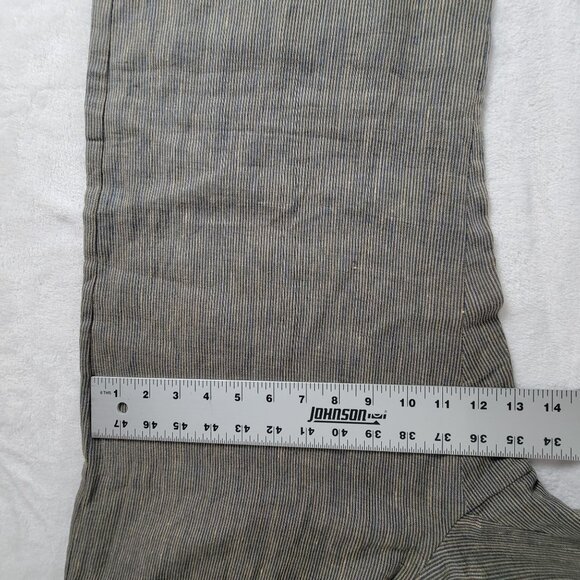 CAbi Carol Anderson Womens Linen Wide-Leg Pants Size 12 Beige Blue Pinstripe New - Picture 12 of 12